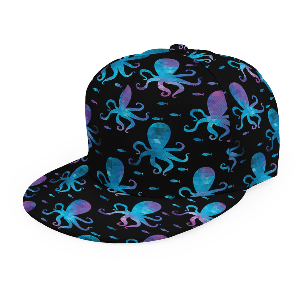 Purple And Teal Octopus Pattern Print Snapback Cap