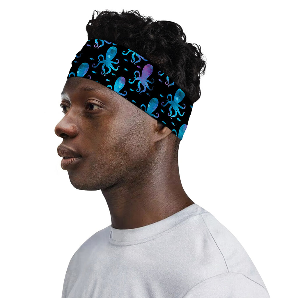 Purple And Teal Octopus Pattern Print Sports Headband