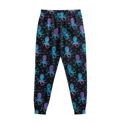 Purple And Teal Octopus Pattern Print Sweatpants