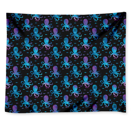 Purple And Teal Octopus Pattern Print Tapestry