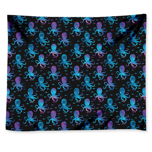 Purple And Teal Octopus Pattern Print Tapestry