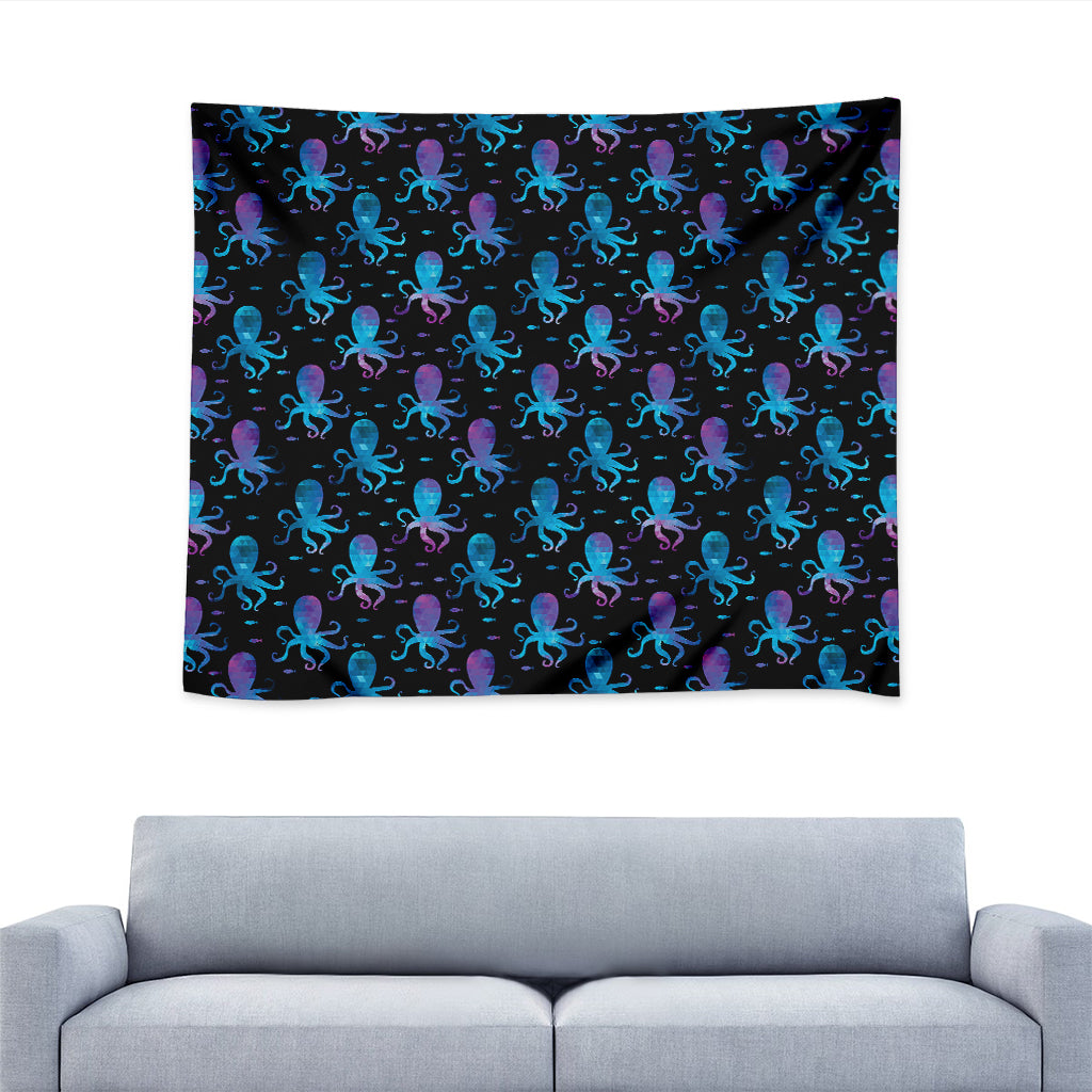 Purple And Teal Octopus Pattern Print Tapestry