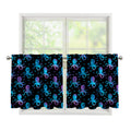 Purple And Teal Octopus Pattern Print Tier Curtains