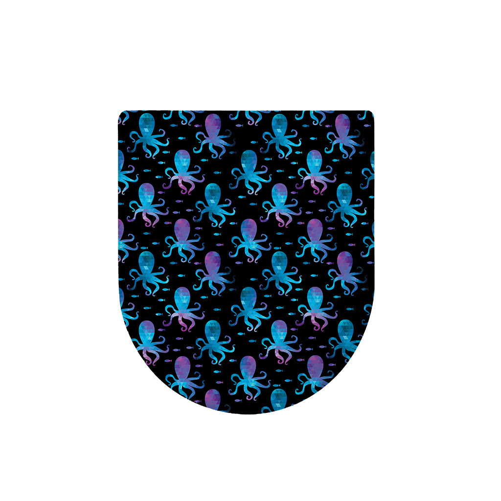 Purple And Teal Octopus Pattern Print Toilet Lid Cover