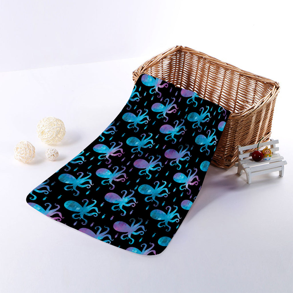 Purple And Teal Octopus Pattern Print Towel