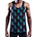Purple And Teal Octopus Pattern Print Men's Workout Tank Top