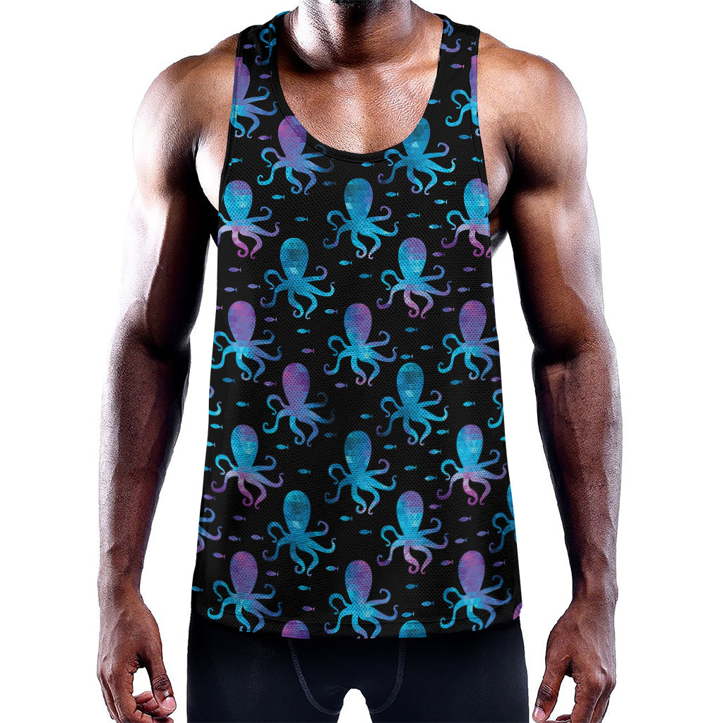 Purple And Teal Octopus Pattern Print Training Tank Top