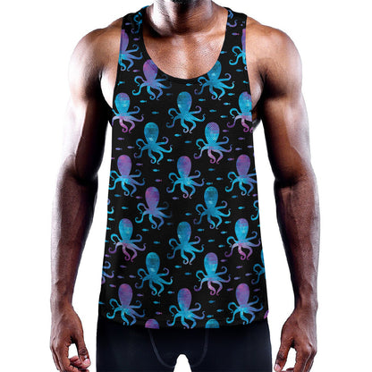 Purple And Teal Octopus Pattern Print Training Tank Top