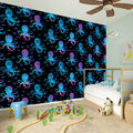 Purple And Teal Octopus Pattern Print Wall Sticker