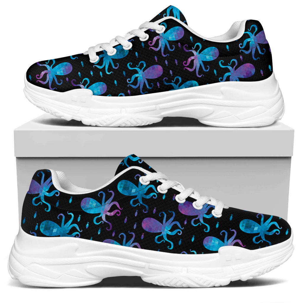 Purple And Teal Octopus Pattern Print White Chunky Shoes