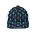 Purple And Teal Octopus Pattern Print White Mesh Trucker Hat