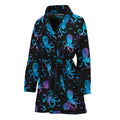 Purple And Teal Octopus Pattern Print Women's Bathrobe