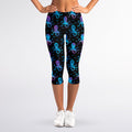 Purple And Teal Octopus Pattern Print Women's Capri Leggings