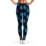 Purple And Teal Octopus Pattern Print Women's Leggings