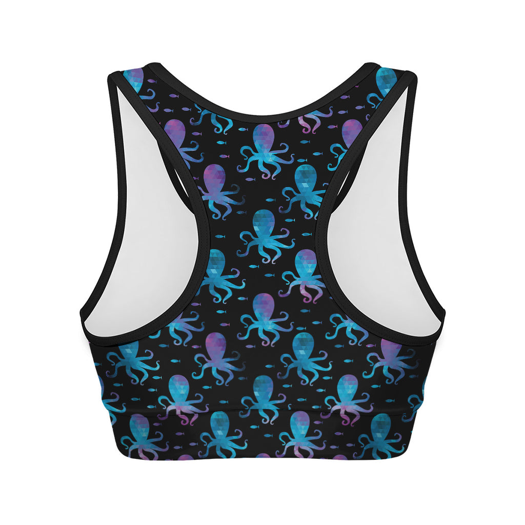 Purple And Teal Octopus Pattern Print Women's Sports Bra
