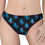 Purple And Teal Octopus Pattern Print Women's Thong