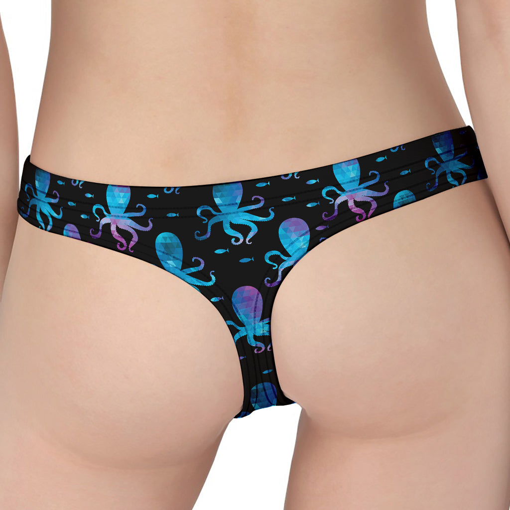 Purple And Teal Octopus Pattern Print Women's Thong