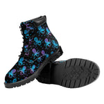 Purple And Teal Octopus Pattern Print Work Boots