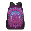 Purple And Teal Om Mandala Print 17 Inch Backpack