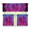 Purple And Teal Om Mandala Print 3 Piece Kitchen Curtains