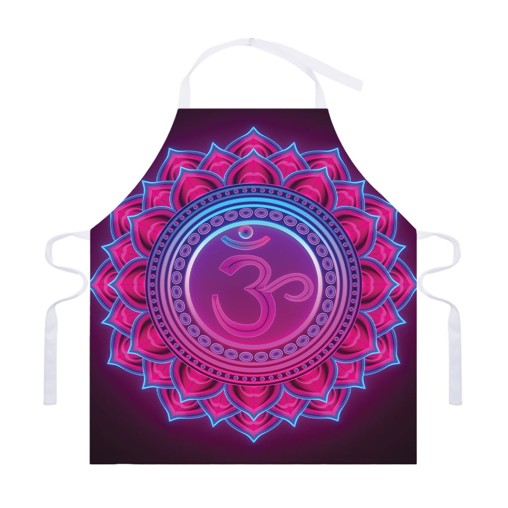 Purple And Teal Om Mandala Print Adjustable Apron