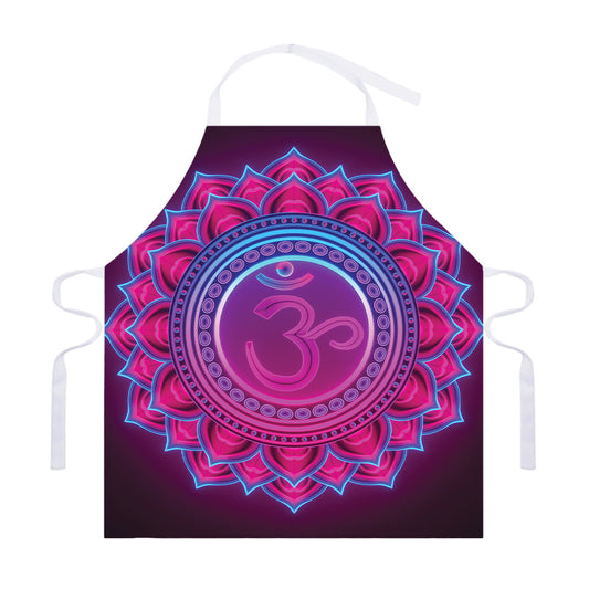 Purple And Teal Om Mandala Print Adjustable Apron