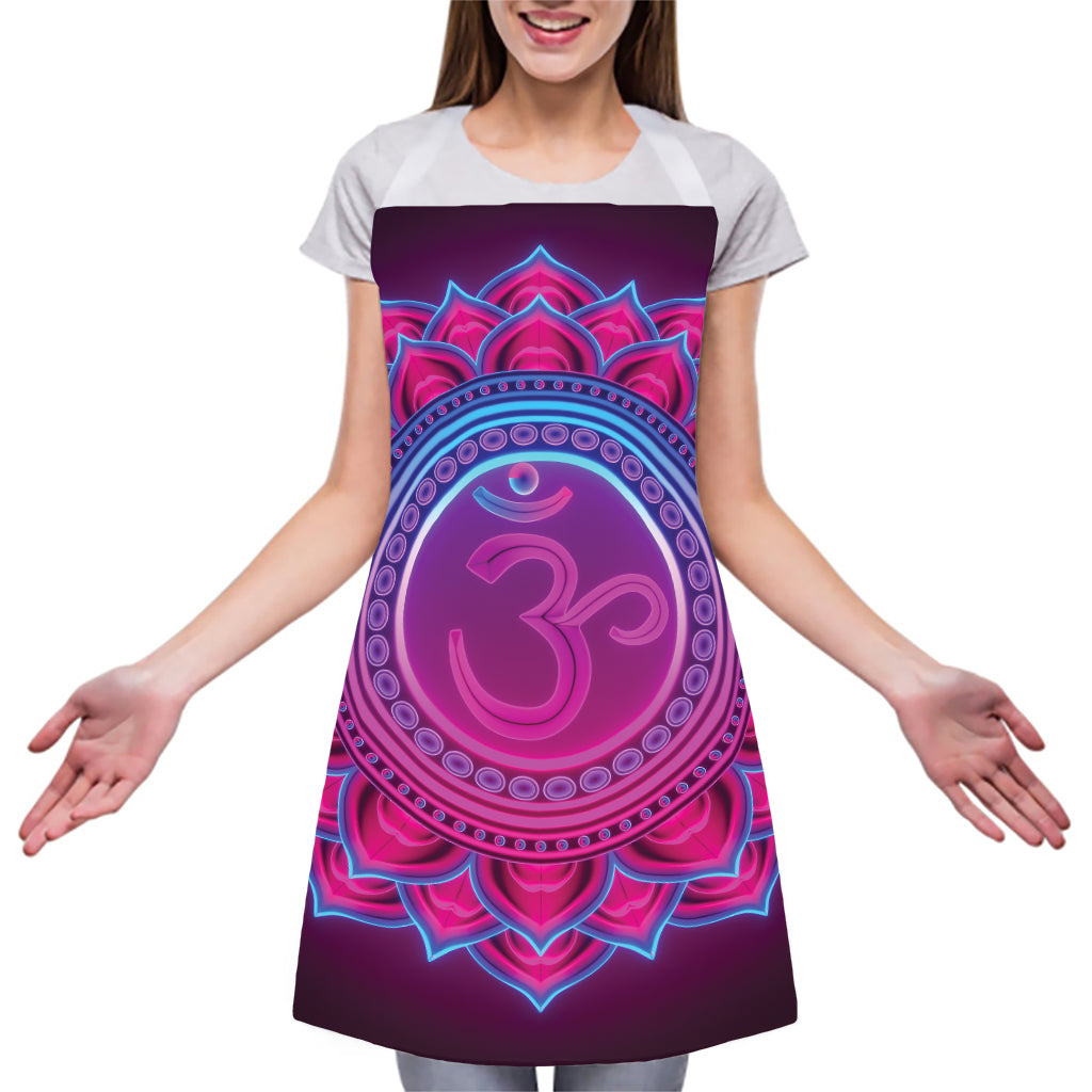 Purple And Teal Om Mandala Print Adjustable Apron
