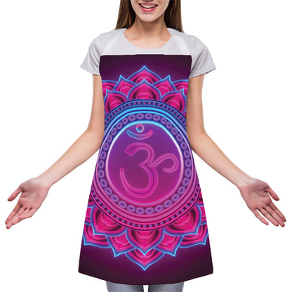 Purple And Teal Om Mandala Print Adjustable Apron