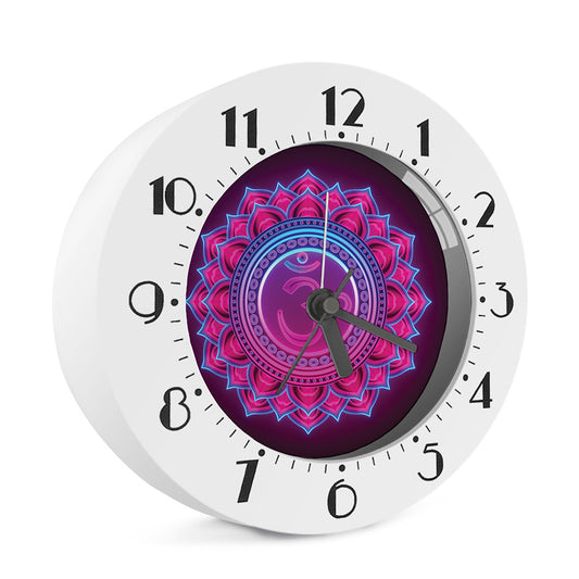 Purple And Teal Om Mandala Print Alarm Clock