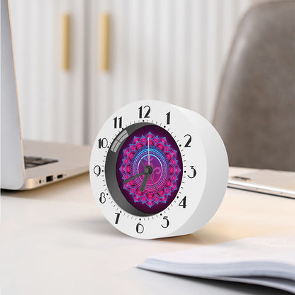 Purple And Teal Om Mandala Print Alarm Clock