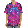 Purple And Teal Om Mandala Print Aloha Shirt