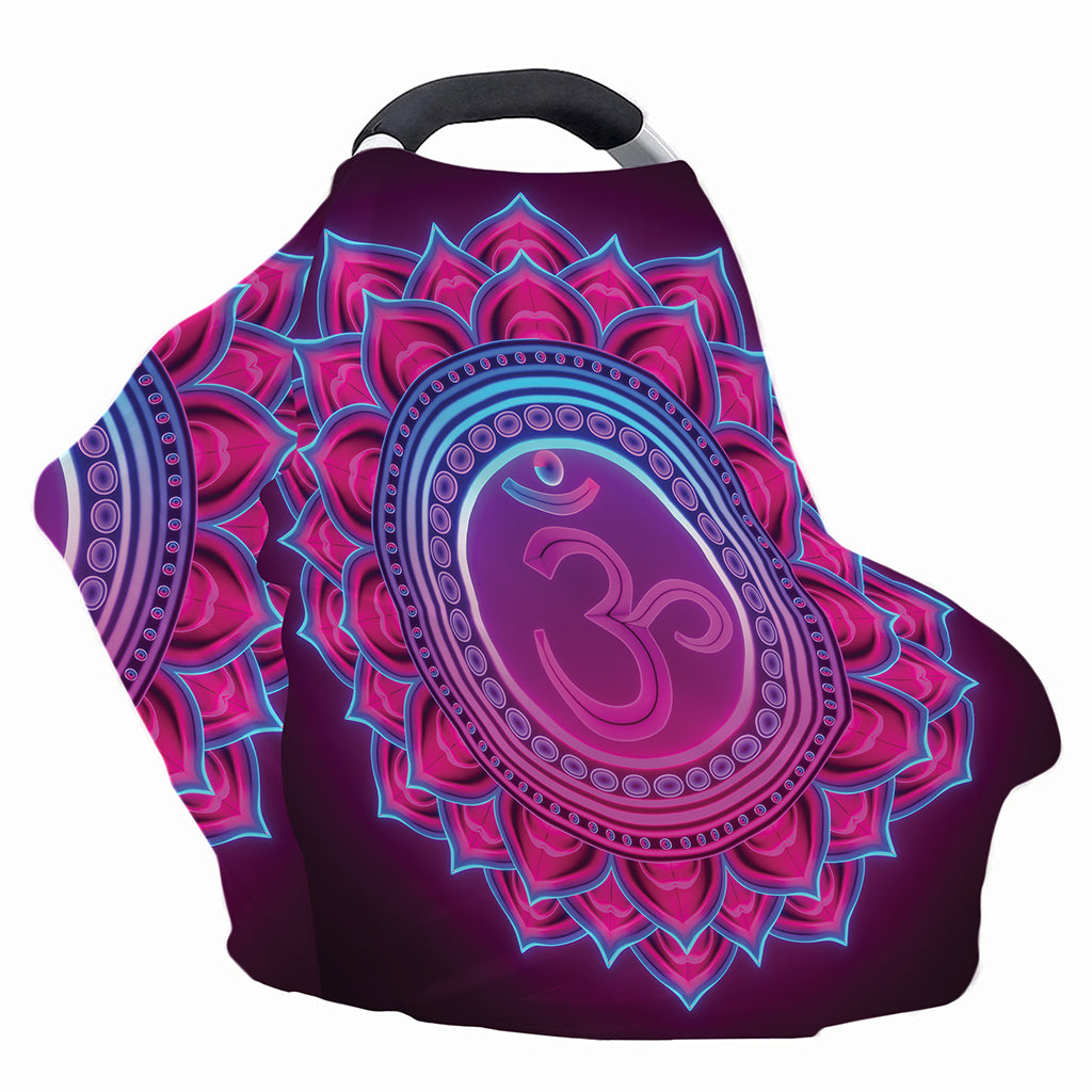 Purple And Teal Om Mandala Print Baby Seat Cover