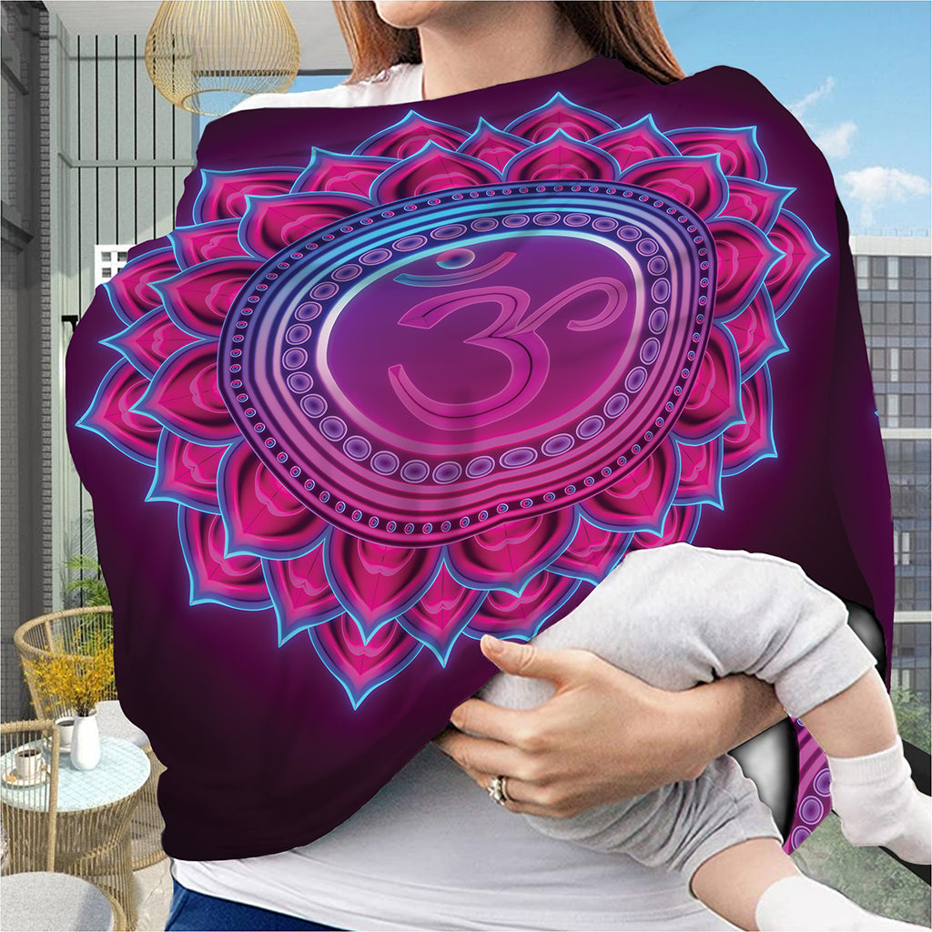 Purple And Teal Om Mandala Print Baby Seat Cover