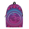 Purple And Teal Om Mandala Print School Backpack