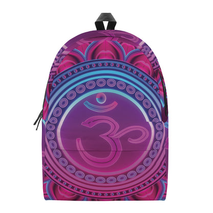 Purple And Teal Om Mandala Print Backpack