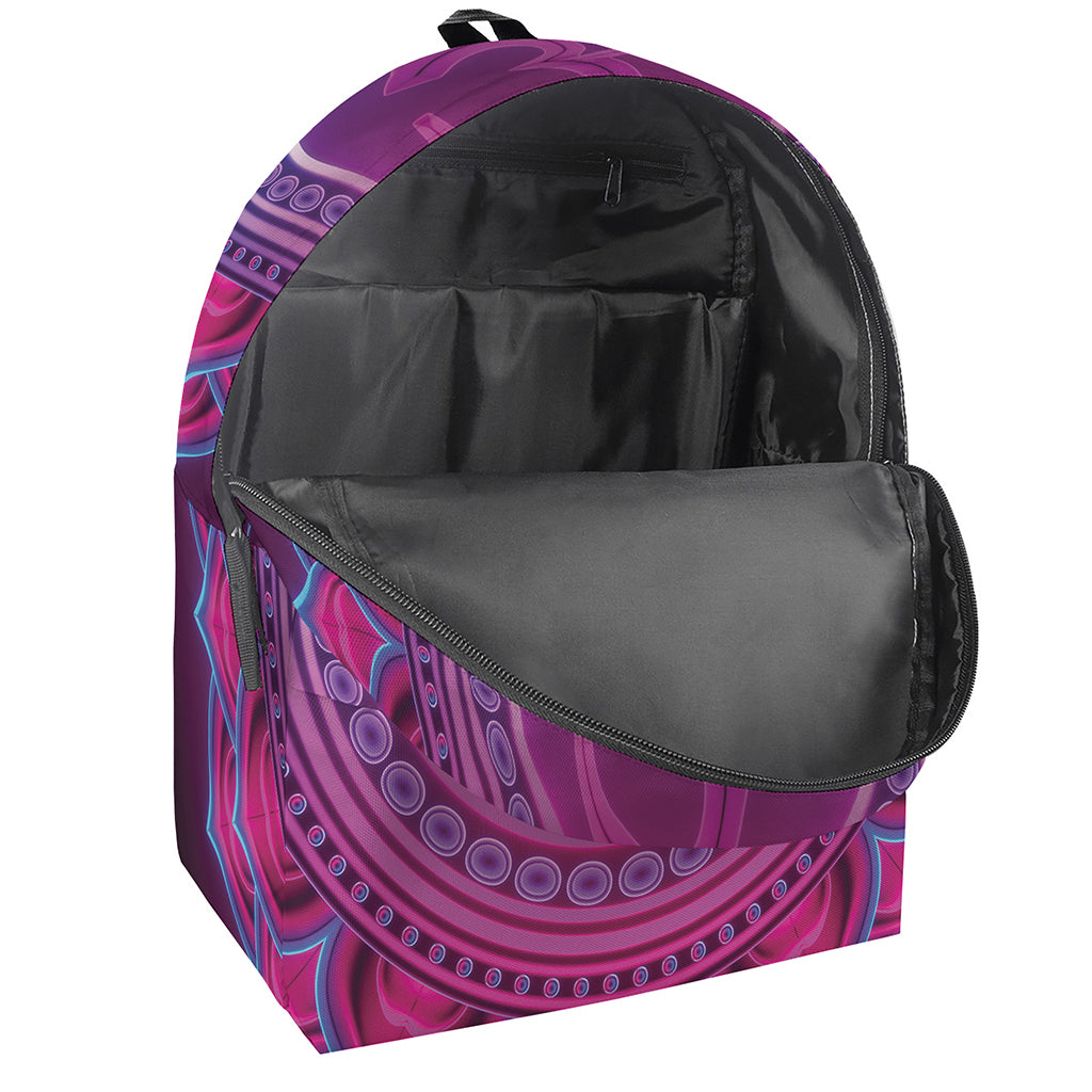 Purple And Teal Om Mandala Print Backpack