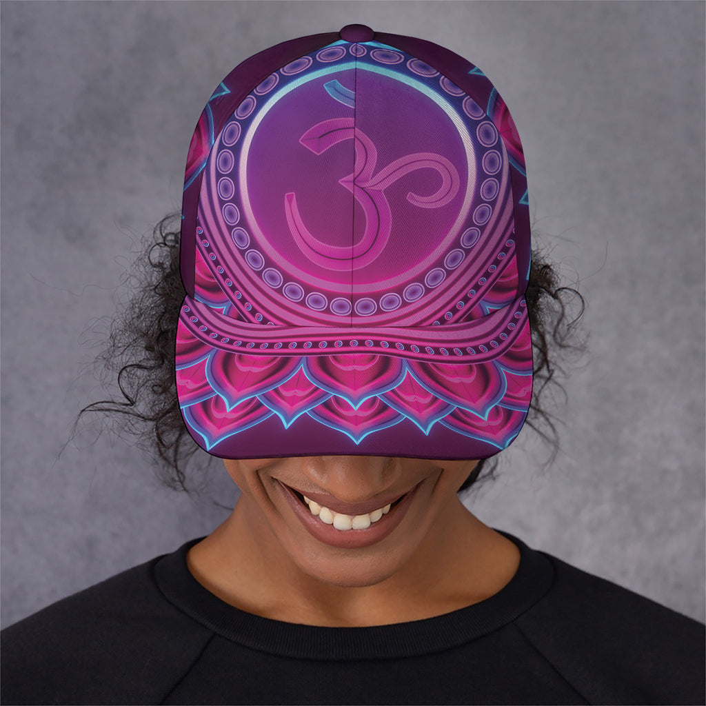 Purple And Teal Om Mandala Print Baseball Cap