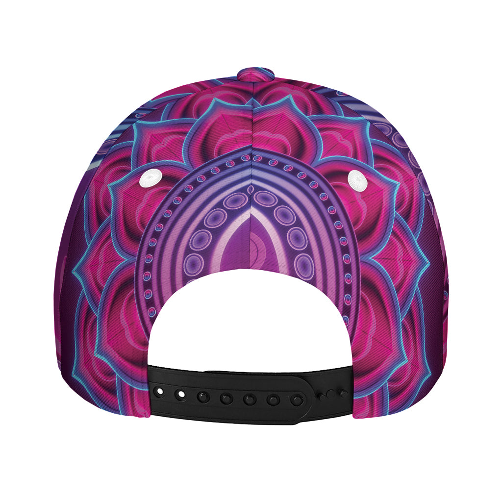 Purple And Teal Om Mandala Print Baseball Cap