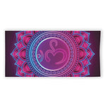 Purple And Teal Om Mandala Print Beach Towel
