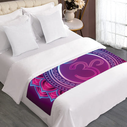 Purple And Teal Om Mandala Print Bed Runner
