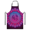 Purple And Teal Om Mandala Print Bib Apron With Pocket