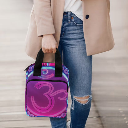 Purple And Teal Om Mandala Print Bible Tote Bag