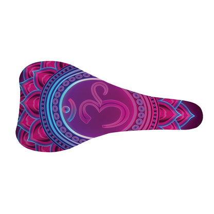 Purple And Teal Om Mandala Print Bicycle Seat Cover