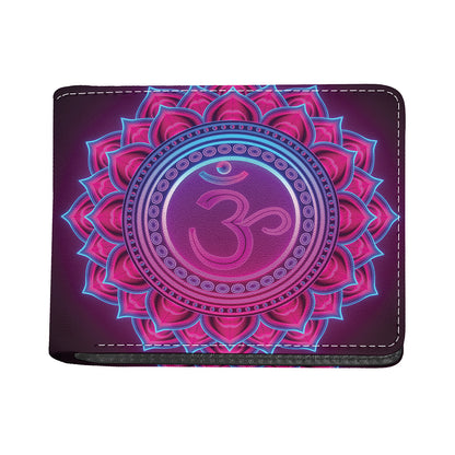 Purple And Teal Om Mandala Print Bifold Wallet