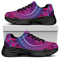 Purple And Teal Om Mandala Print Black Chunky Shoes