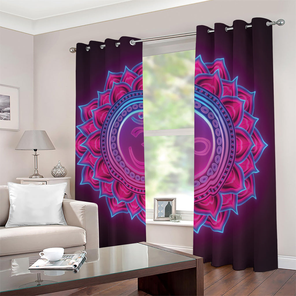 Purple And Teal Om Mandala Print Blackout Grommet Curtains