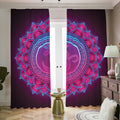 Purple And Teal Om Mandala Print Dimout Pencil Pleat Curtains