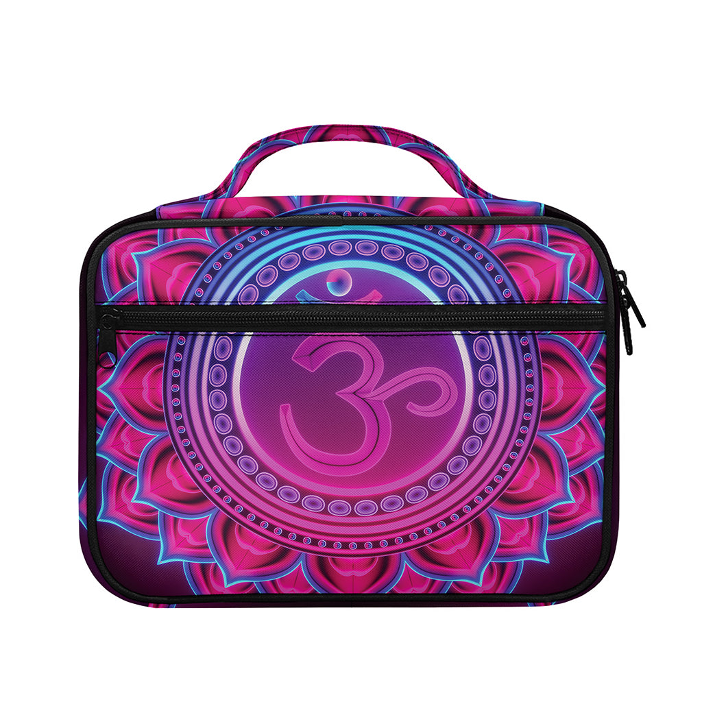 Purple And Teal Om Mandala Print Briefcase Bible Bag