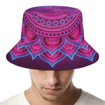 Purple And Teal Om Mandala Print Bucket Hat