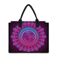 Purple And Teal Om Mandala Print Canvas Tote Bag